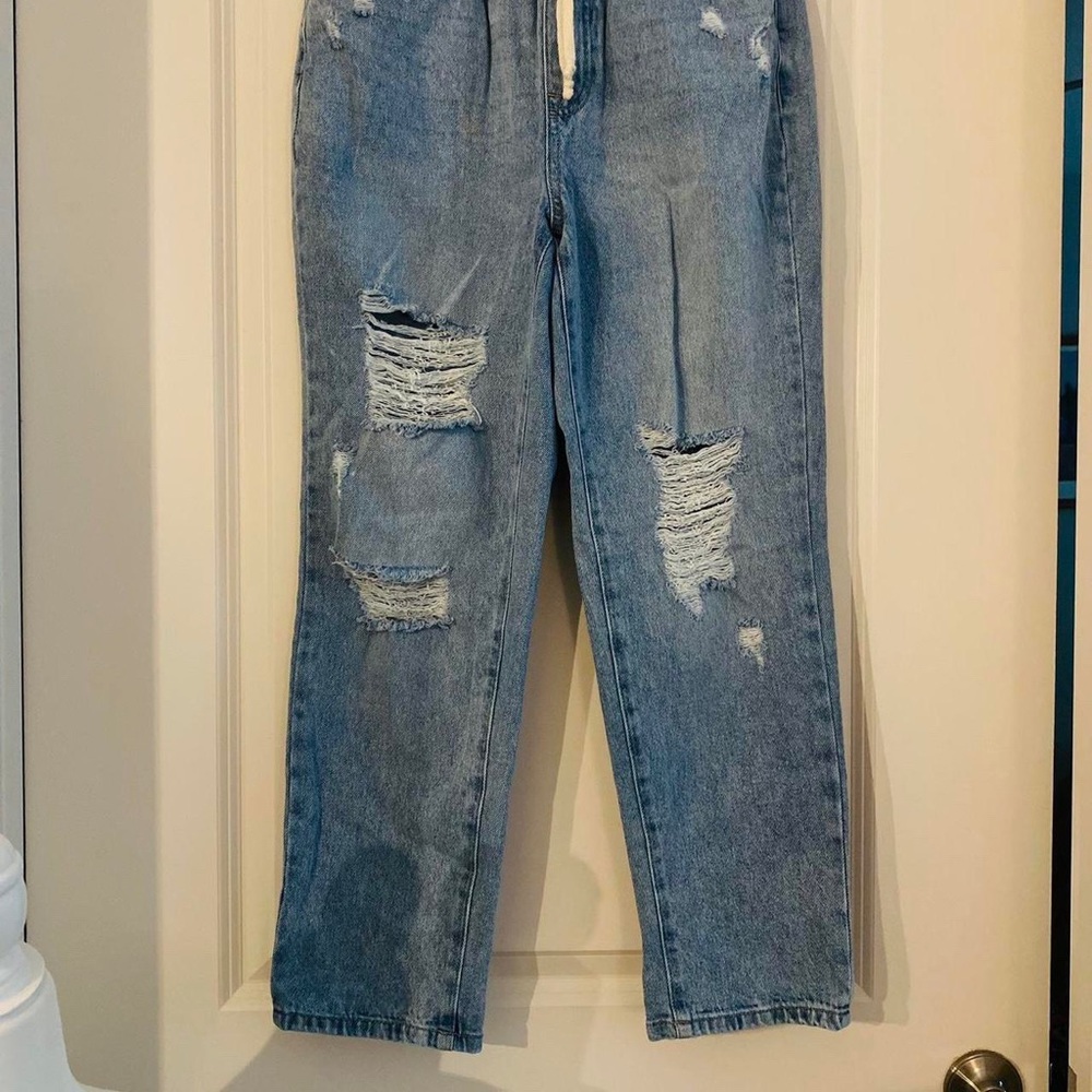 Denim drawstring pants